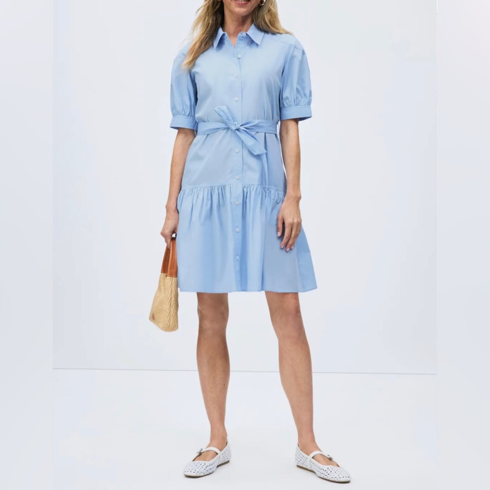 Derek Lam 10 Crosby - Luma Belted A-Line Shirtdress in Light Blue- Size 2